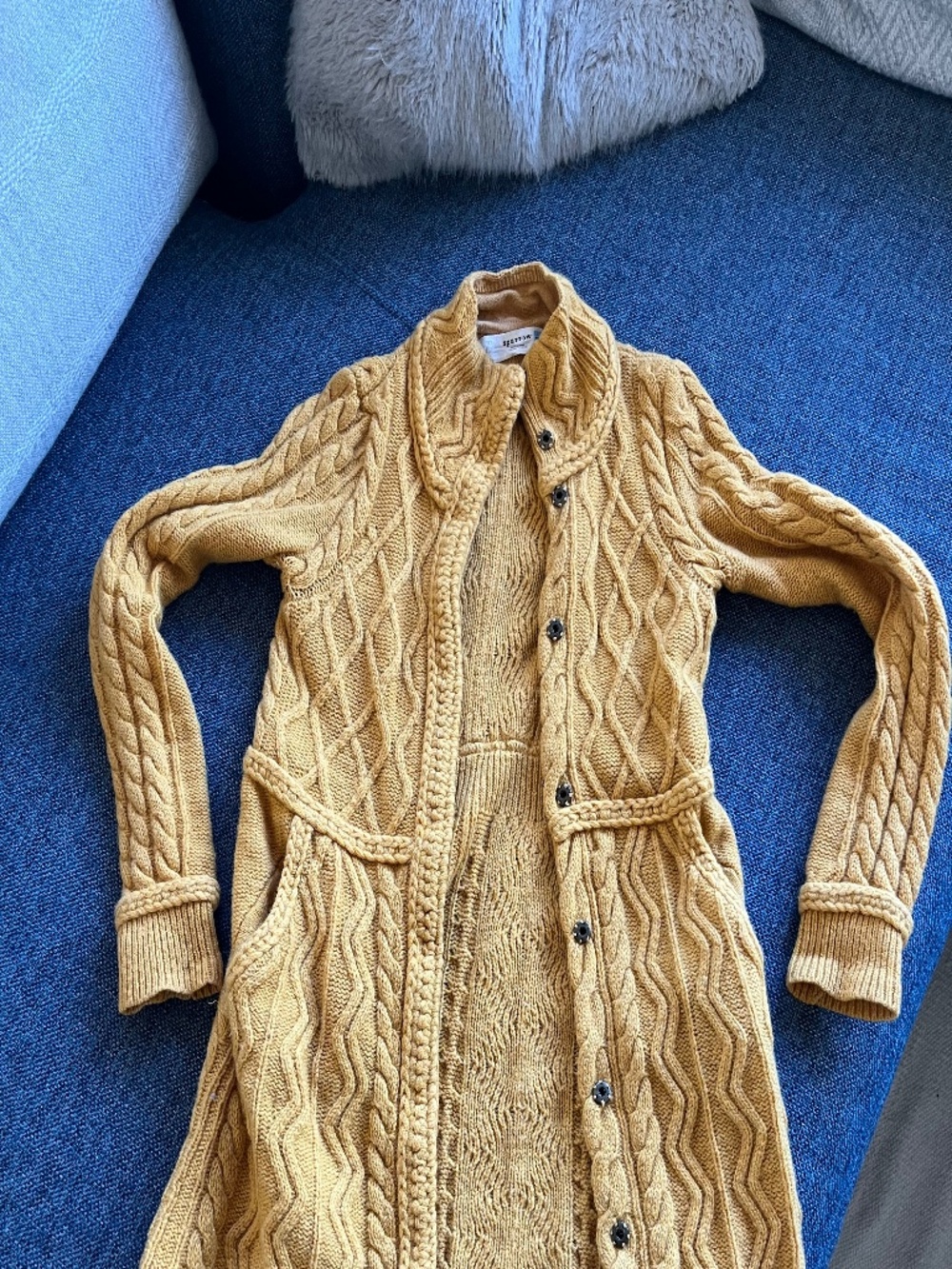 Sparrow %100 Wool Golden Mustard Sweater Jacket XS